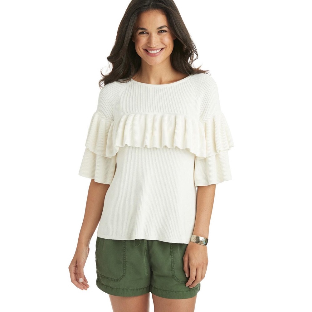 Vineyard Vines Ribbed Ruffle Sweater